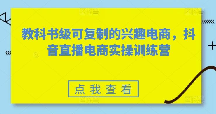 教科书级可复制的兴趣电商，抖音直播电商实操训练营-胖丫丫博客