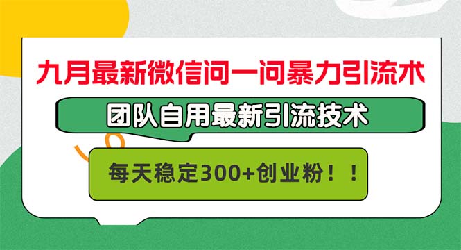 九月最新微信问一问暴力引流术，团队自用引流术，每天稳定300+创…-胖丫丫博客