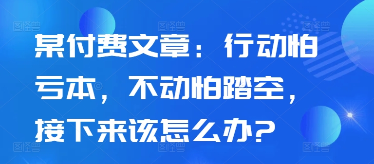 某付费文章：行动怕亏本，不动怕踏空，接下来该怎么办?-胖丫丫博客