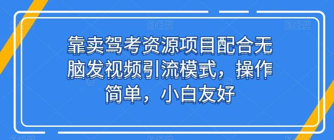 靠卖驾考资源项目配合无脑发视频引流模式，操作简单，小白友好【揭秘】-胖丫丫博客