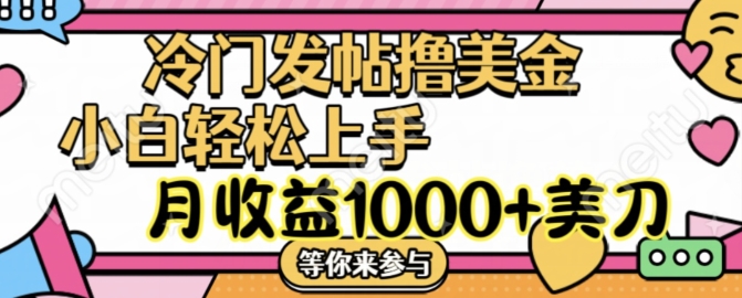 冷门发帖撸美金项目，月收益1000+美金，简单无脑，干就完了【揭秘】-胖丫丫博客