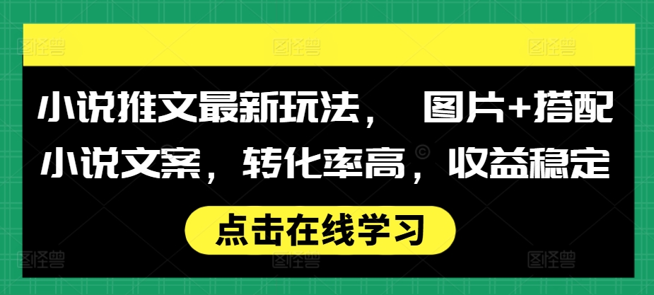 小说推文最新玩法， 图片+搭配小说文案，转化率高，收益稳定-胖丫丫博客