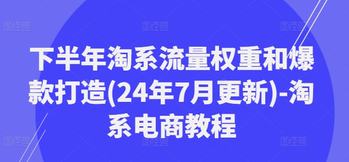 下半年淘系流量权重和爆款打造(24年7月更新)-淘系电商教程-胖丫丫博客