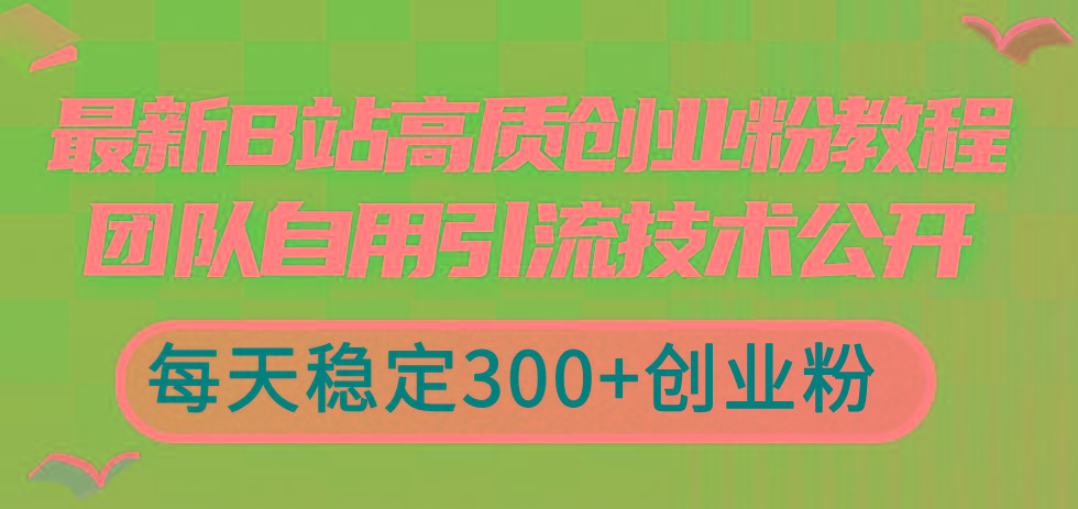 最新B站高质创业粉教程，团队自用引流技术公开，每天稳定300+创业粉-胖丫丫博客