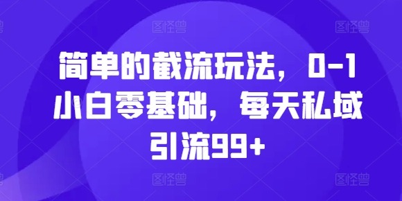 简单的截流玩法，0-1小白零基础，每天私域引流99+【揭秘】-胖丫丫博客