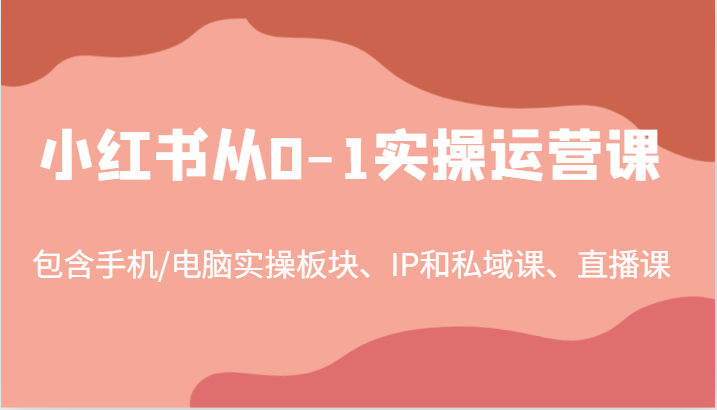 小红书从0-1实操运营课，包含手机/电脑实操板块、IP和私域课、直播课(97节)-胖丫丫博客