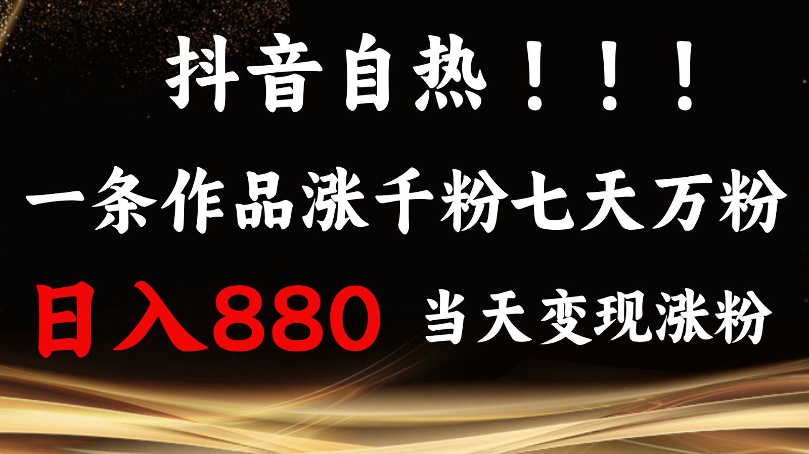 抖音小红书自热，一条作品1000粉，7天万粉，单日变现880收益-胖丫丫博客