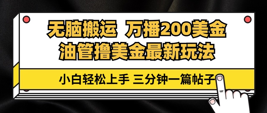 油管无脑搬运撸美金玩法教学，万播200刀，三分钟一篇帖子，小白轻松上手-胖丫丫博客