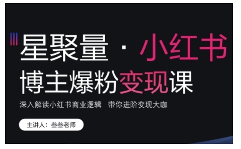 小红书博主爆粉变现课，深入解读小红书商业逻辑，带你进阶变现大咖-胖丫丫博客