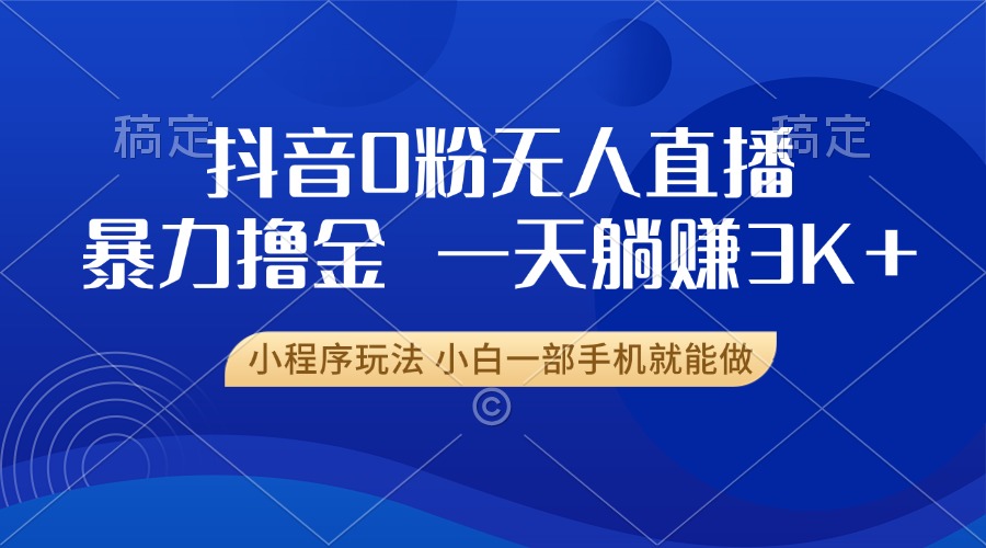 抖音0粉无人直播暴力掘金，一天躺赚3K+，小白一部手机就能做-胖丫丫博客