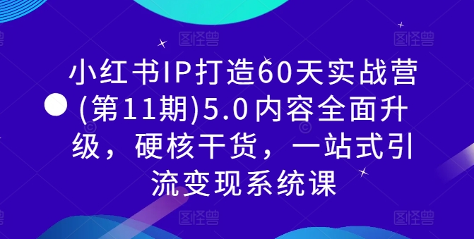 小红书IP打造60天实战营(第11期)5.0​内容全面升级，硬核干货，一站式引流变现系统课-胖丫丫博客