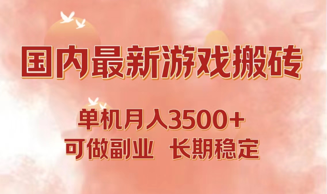 国内最新游戏打金搬砖，单机月入3500+可做副业 长期稳定-胖丫丫博客