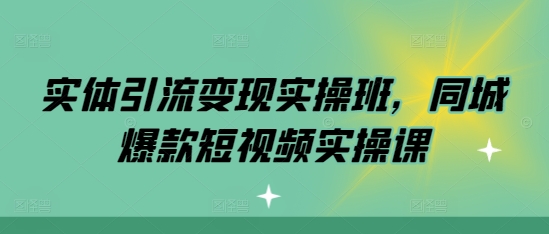 实体引流变现实操班，同城爆款短视频实操课-胖丫丫博客