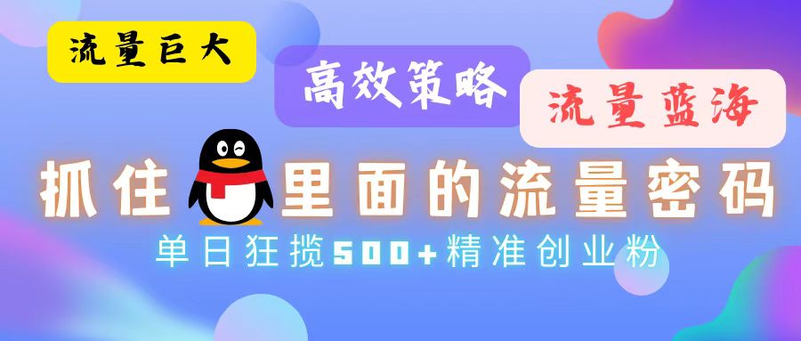 流量蓝海，抓住QQ里面的流量密码！高效策略，单日狂揽500+精准创业粉-胖丫丫博客