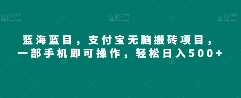 蓝海蓝目，支付宝无脑搬砖项目，一部手机即可操作，轻松日入500+-胖丫丫博客