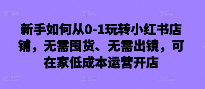 新手如何从0-1玩转小红书店铺，无需囤货、无需出镜，可在家低成本运营开店-胖丫丫博客