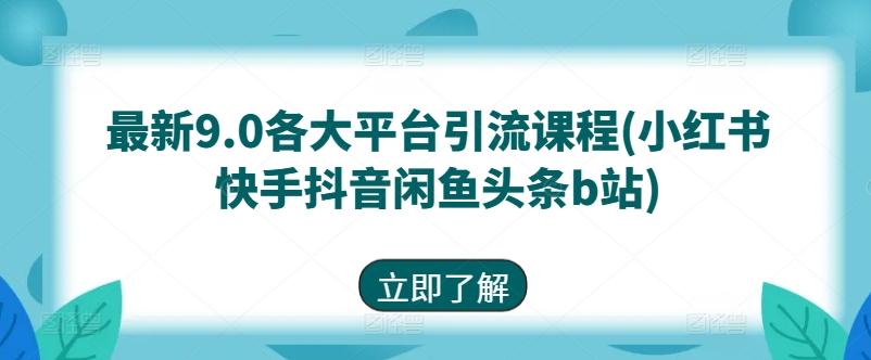 最新9.0各大平台引流课程(小红书快手抖音闲鱼头条b站)-胖丫丫博客