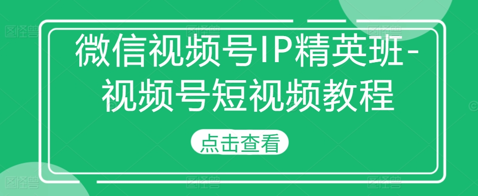 微信视频号IP精英班-视频号短视频教程-胖丫丫博客