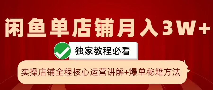 闲鱼单店铺月入3W+实操展示，爆单核心秘籍，一学就会【揭秘】-胖丫丫博客