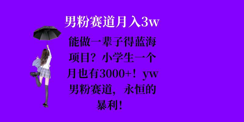 能做一辈子的蓝海项目？小学生一个月也有3000+，yw男粉赛道，永恒的暴利-胖丫丫博客