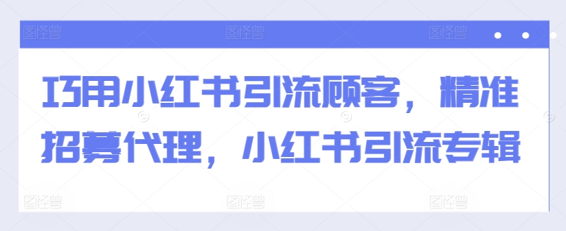 巧用小红书引流顾客，精准招募代理，小红书引流专辑-胖丫丫博客