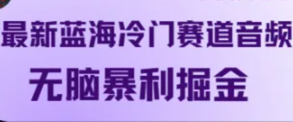 最新蓝海冷门赛道音频，无脑暴利掘金-胖丫丫博客