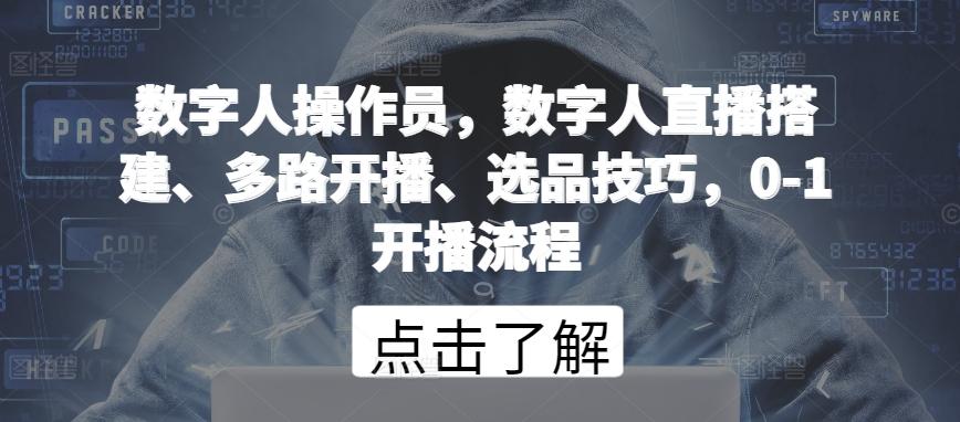 数字人操作员，数字人直播搭建、多路开播、选品技巧，0-1开播流程-胖丫丫博客