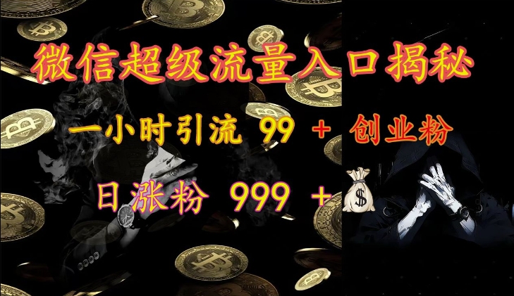 微信超级流量入口揭秘：一小时引流 99 + 创业粉，日涨粉 999 +-胖丫丫博客