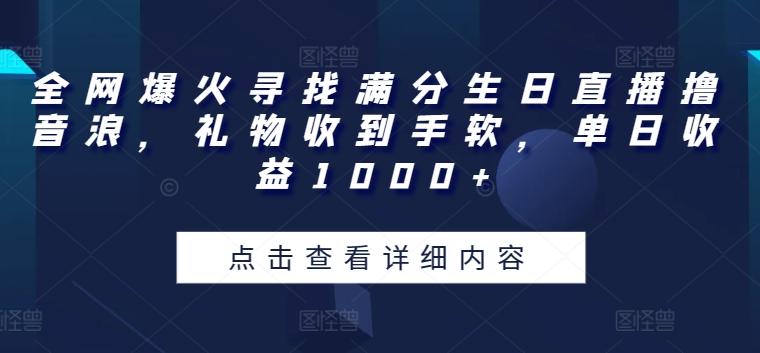 全网爆火寻找满分生日直播撸音浪，礼物收到手软，单日收益1000+【揭秘】-胖丫丫博客