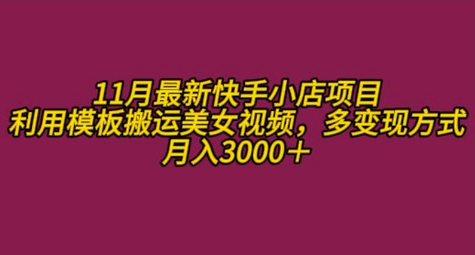 11月K总部落快手小店情趣男粉项目，利用模板搬运美女视频，多变现方式月入3000+-胖丫丫博客