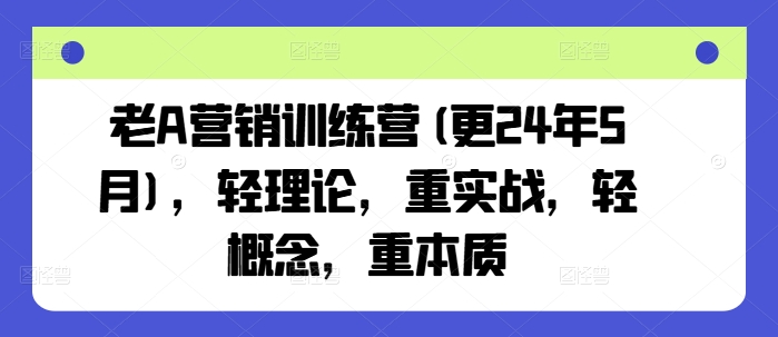 老A营销训练营(更24年11月)，轻理论，重实战，轻概念，重本质-胖丫丫博客