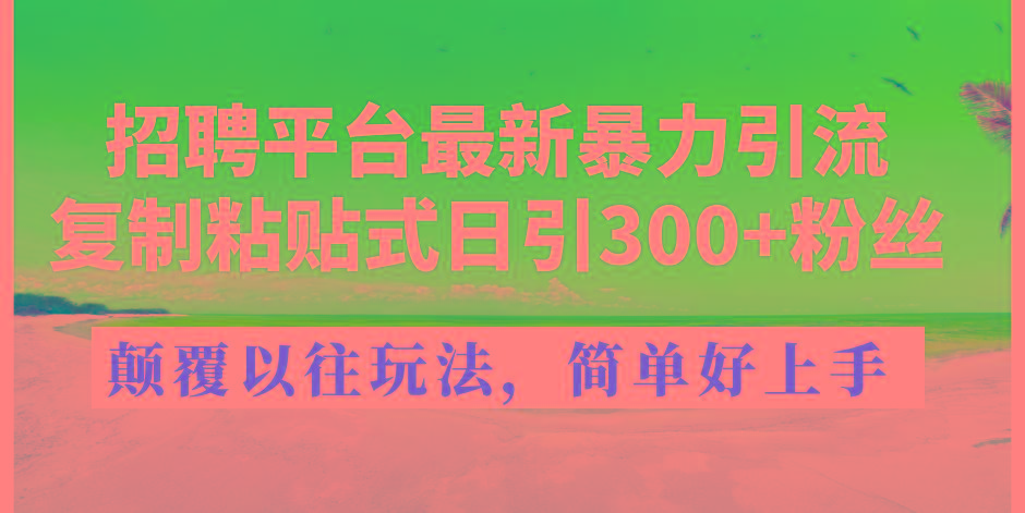 招聘平台最新暴力引流，复制粘贴式日引300+粉丝，颠覆以往垃圾玩法，简…-胖丫丫博客