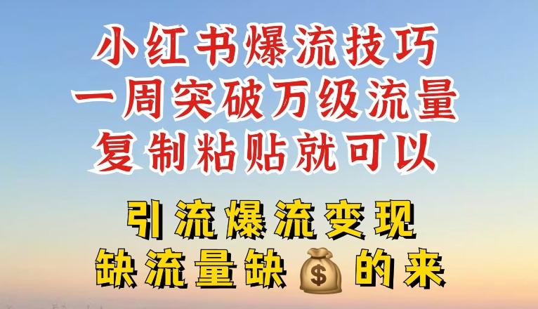 小红书爆流技巧，一周突破万级流量，复制粘贴就可以，引流爆流变现【揭秘】-胖丫丫博客