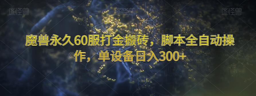 魔兽永久60服打金搬砖，脚本全自动操作，单设备日入300+【揭秘】-胖丫丫博客