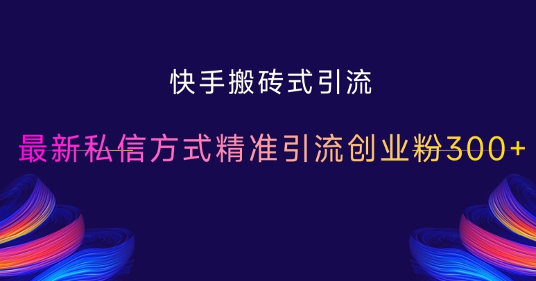 快手搬砖式引流，最新私信方式精准引流创业粉300+-胖丫丫博客