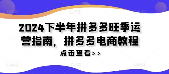 2024下半年拼多多旺季运营指南，拼多多电商教程-胖丫丫博客