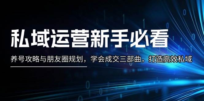 私域运营新手必看：养号攻略与朋友圈规划，学会成交三部曲，打造高效私域-胖丫丫博客