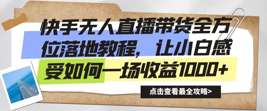 快手无人直播带货全方位落地教程，让小白感受如何一场收益1000+【揭秘】-胖丫丫博客