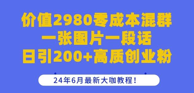 价值2980零成本混群一张图片一段话日引200+高质创业粉，24年6月最新大咖教程【揭秘】-胖丫丫博客