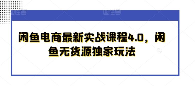 闲鱼电商最新实战课程4.0，闲鱼无货源独家玩法-胖丫丫博客