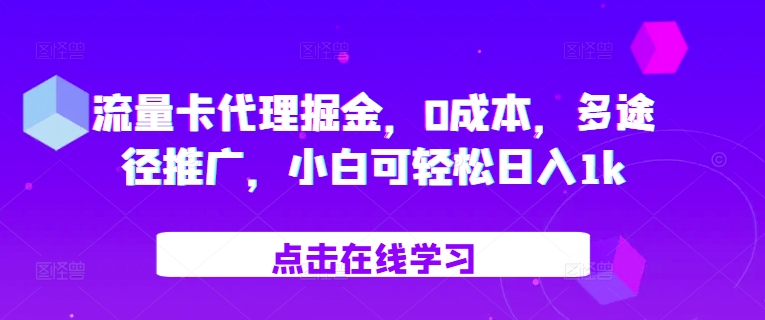 流量卡代理掘金，0成本，多途径推广，小白可轻松日入1k-胖丫丫博客