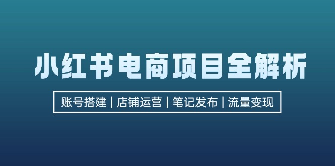 小红书电商项目全解析，包括账号搭建、店铺运营、笔记发布  实现流量变现-胖丫丫博客