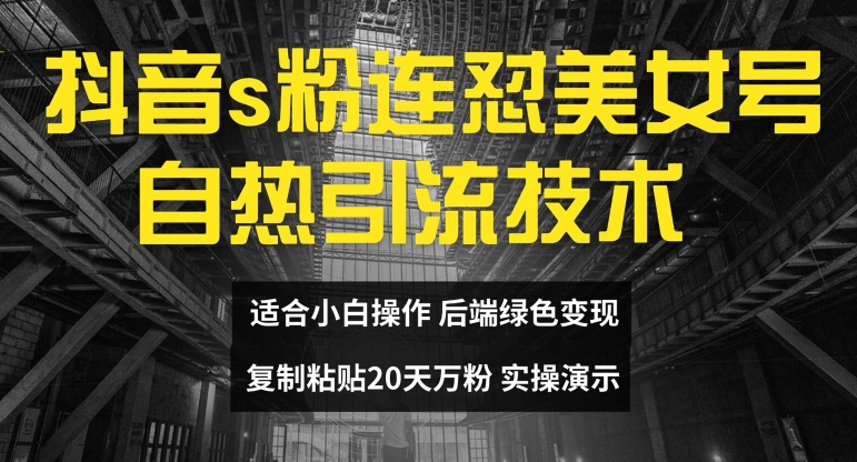 抖音s粉连怼美女号自热引流技术复制粘贴，20天万粉账号，无需实名制，矩阵操作【揭秘】-胖丫丫博客