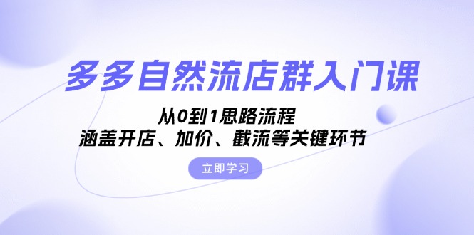 多多自然流店群入门课，从0到1思路流程，涵盖开店、加价、截流等关键环节-胖丫丫博客