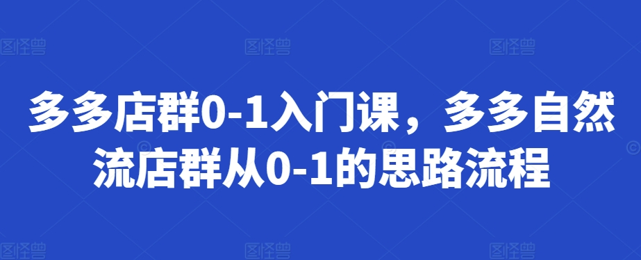 多多店群0-1入门课，多多自然流店群从0-1的思路流程-胖丫丫博客