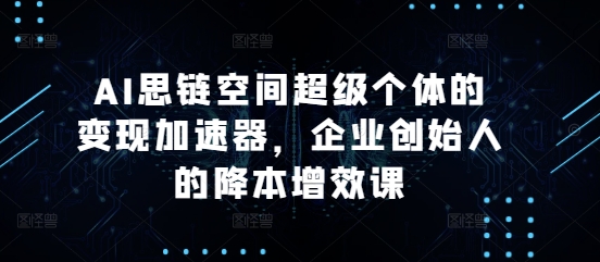 AI思链空间超级个体的变现加速器，企业创始人的降本增效课-胖丫丫博客