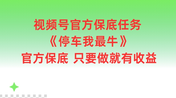 视频号官方保底任务，停车我最牛，官方保底只要做就有收益【揭秘】-胖丫丫博客