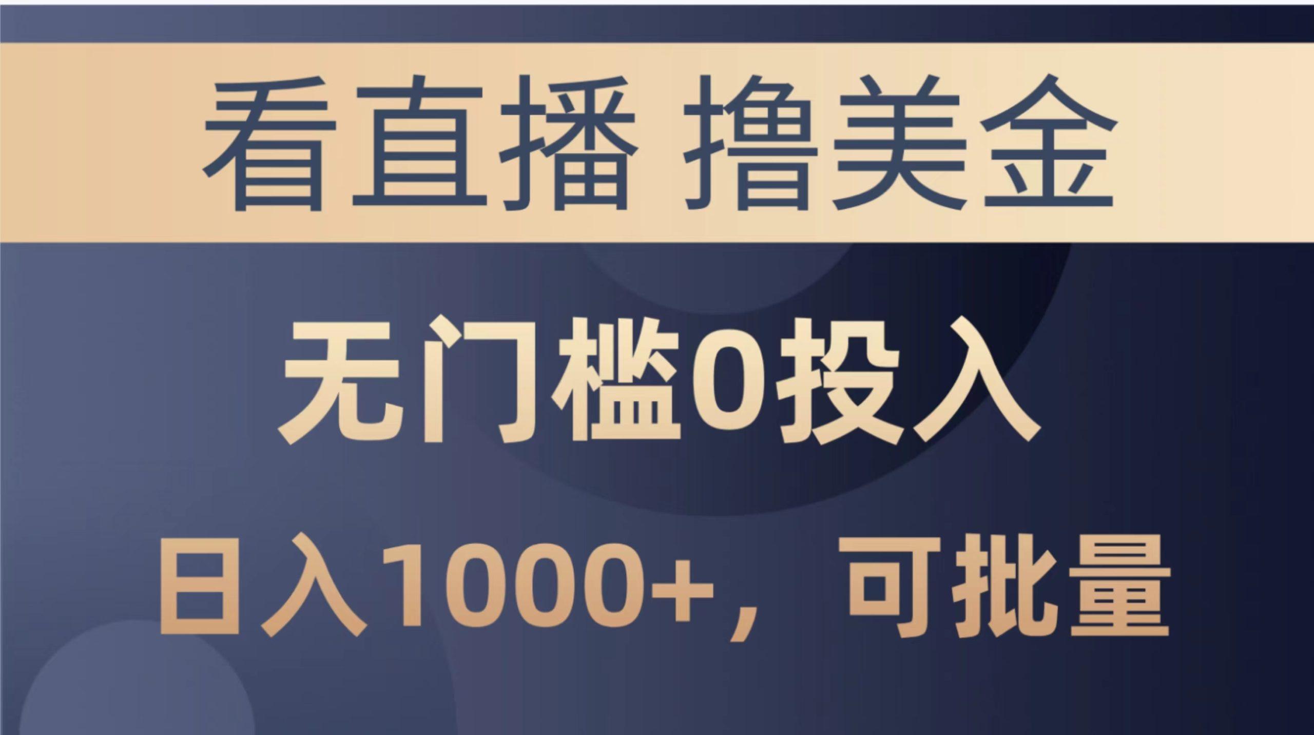 最新看直播撸美金项目，无门槛0投入，单日可达1000+，可批量复制-胖丫丫博客