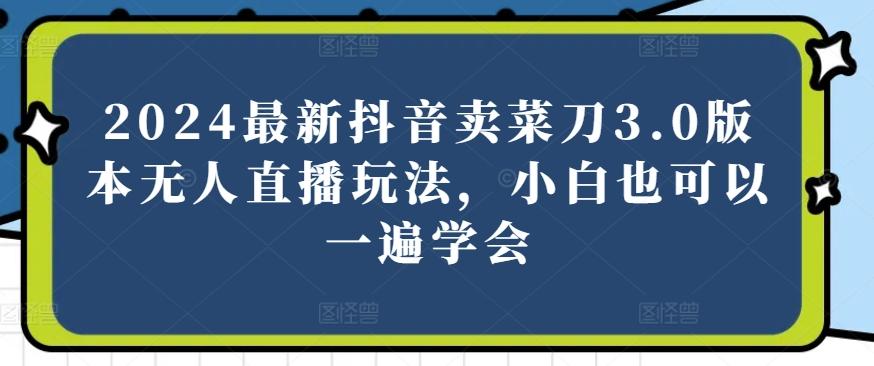 2024最新抖音卖菜刀3.0版本无人直播玩法，小白也可以一遍学会【揭秘】-胖丫丫博客