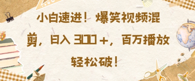 小白速进，爆笑视频混剪，日入3张，百万播放轻松破【揭秘】-胖丫丫博客